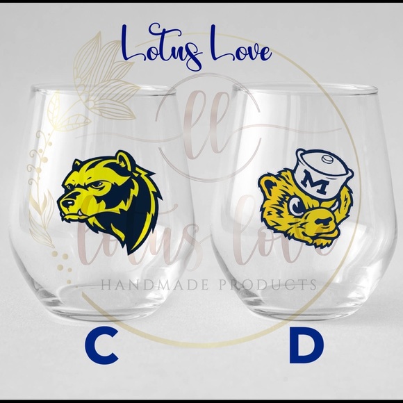 University of Michigan Stemless Wine Set of 2 - Picture 2 of 4